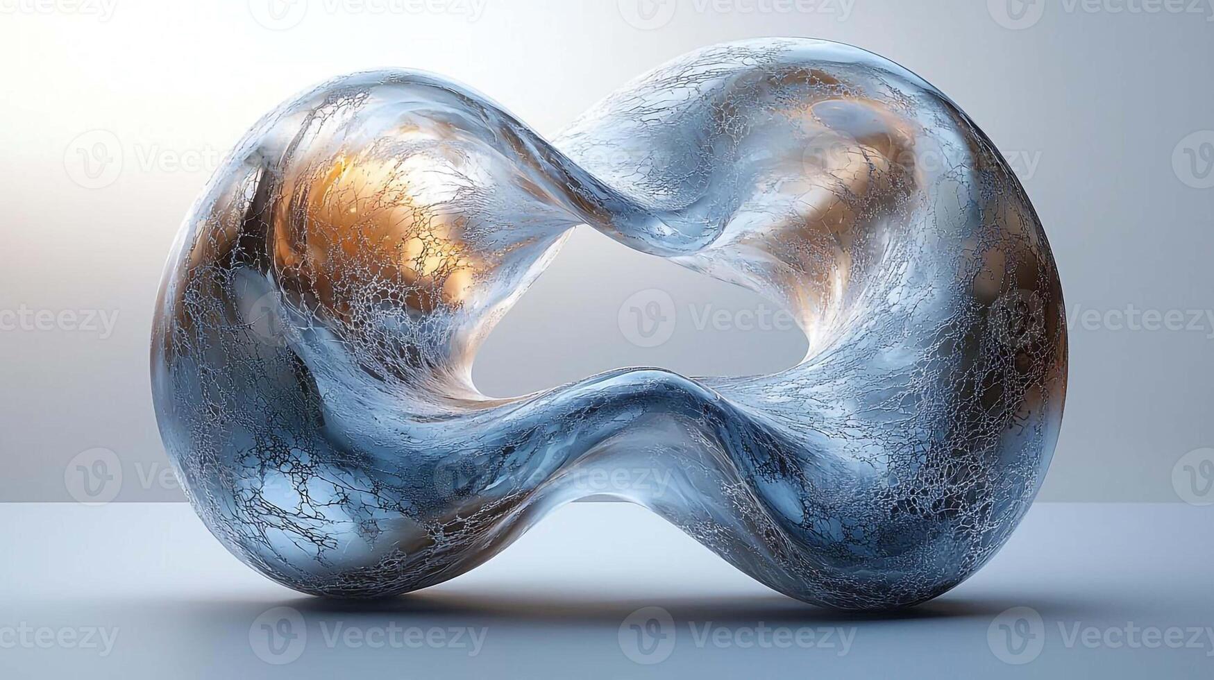 A sculpture made of ice with a sun shining through it photo
