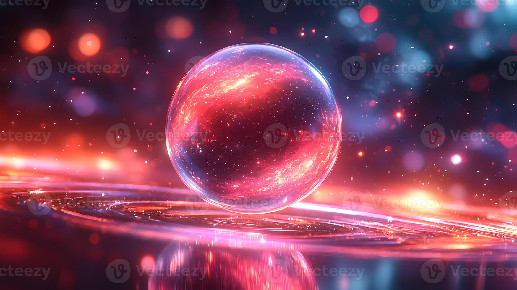 A ball with a red and pink swirl on it photo