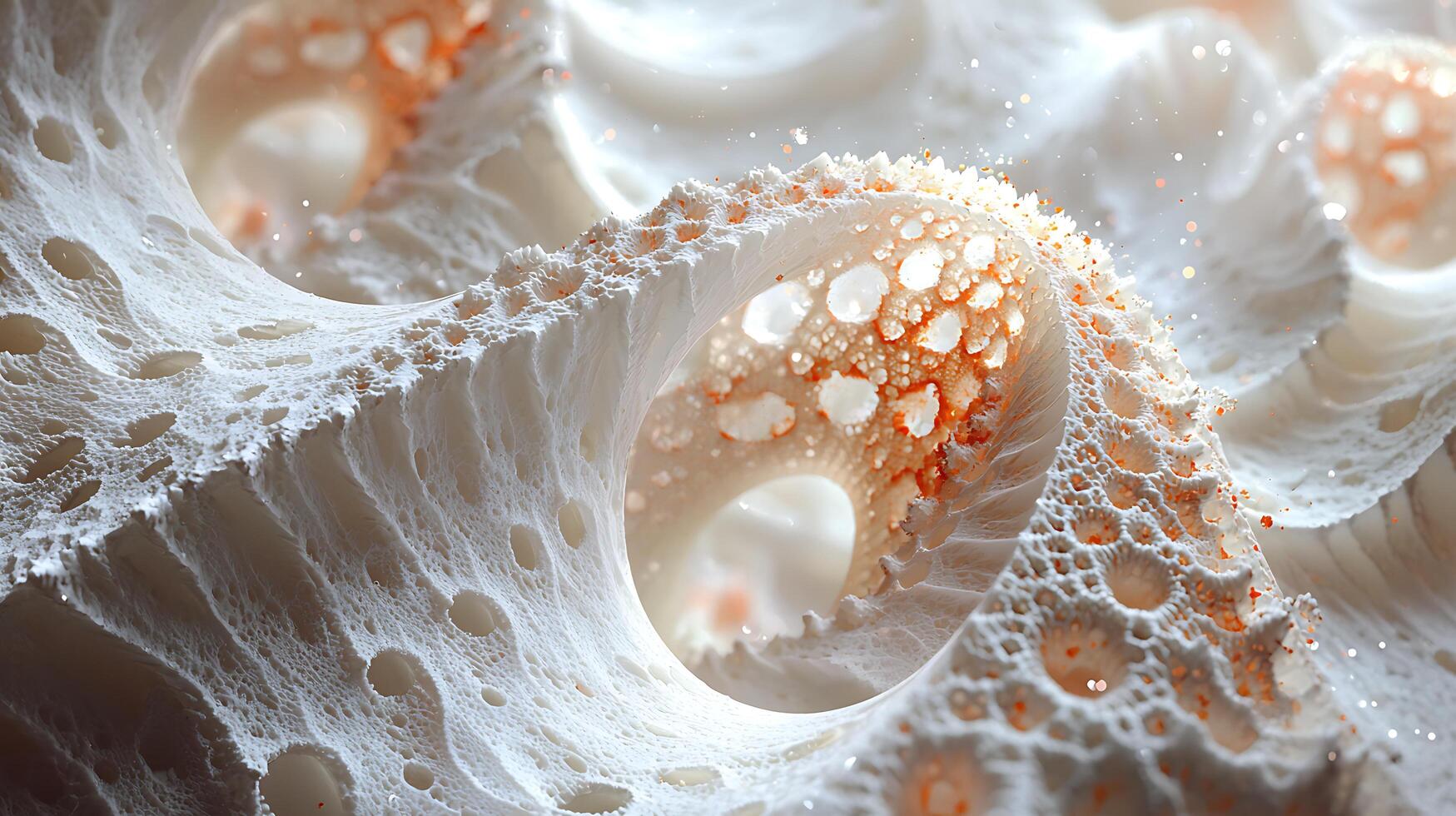 A close up of a white and orange bubble photo