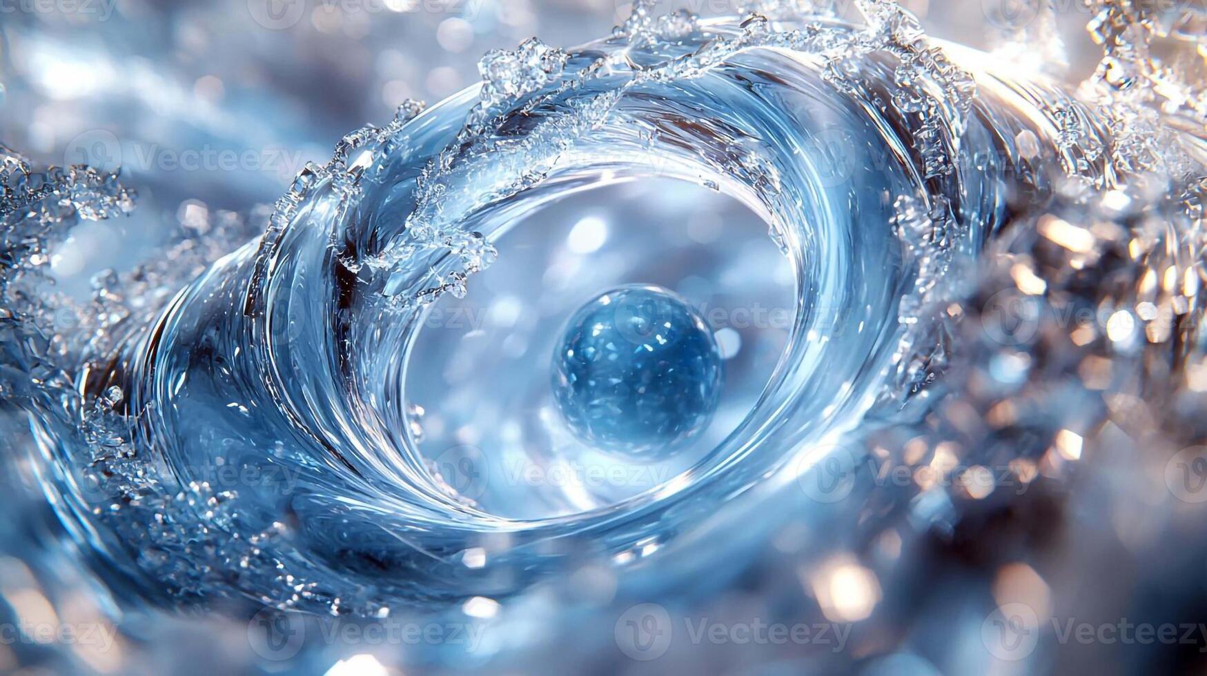 A blue sphere is floating in the water photo