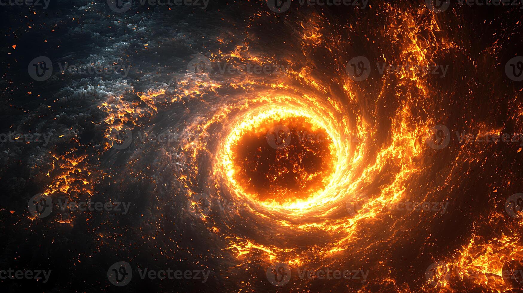A black hole is seen in the center of a spiral galaxy photo