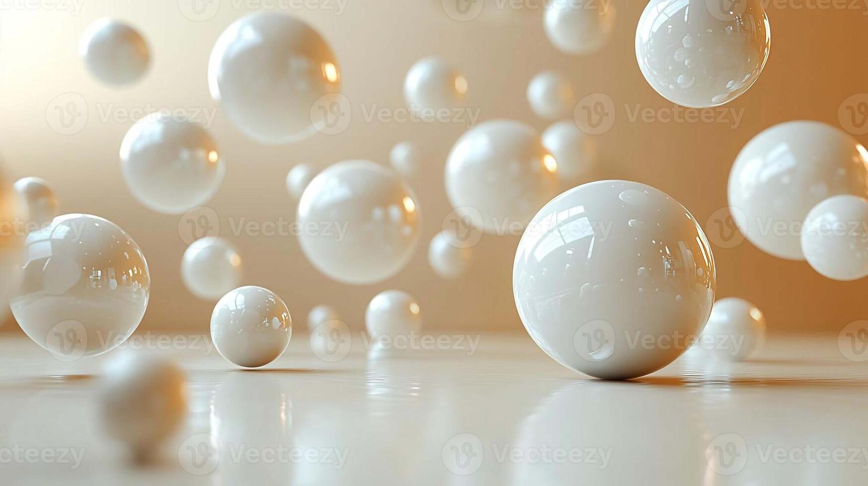 White balls floating in the air on a table photo