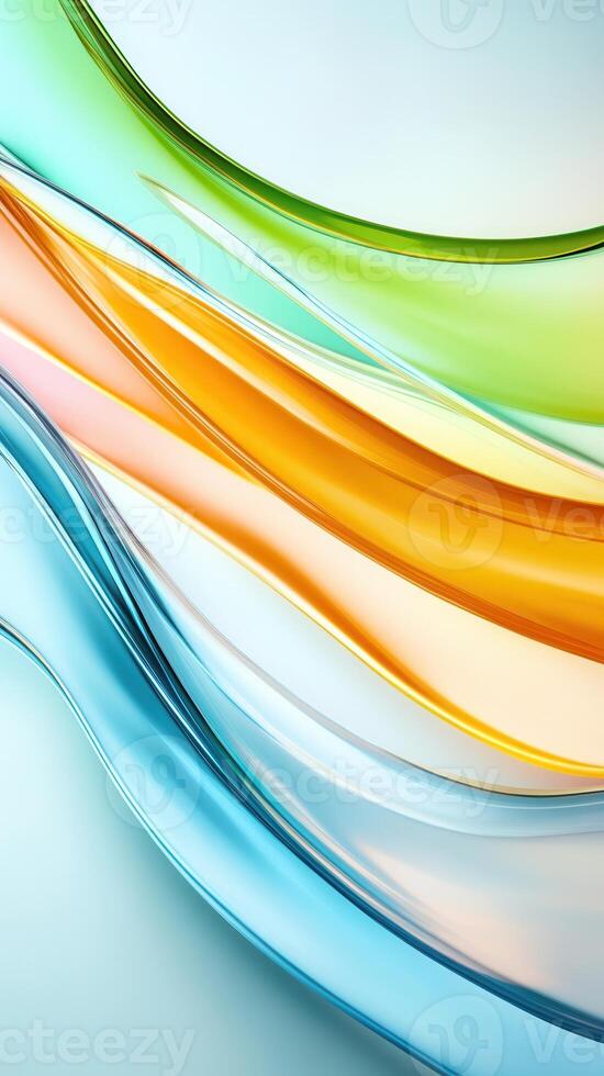 Translucent oceanic waves undulating in on blue, green, orange tones, generating fluid motion vivid soft backdrop. Abstract background photo
