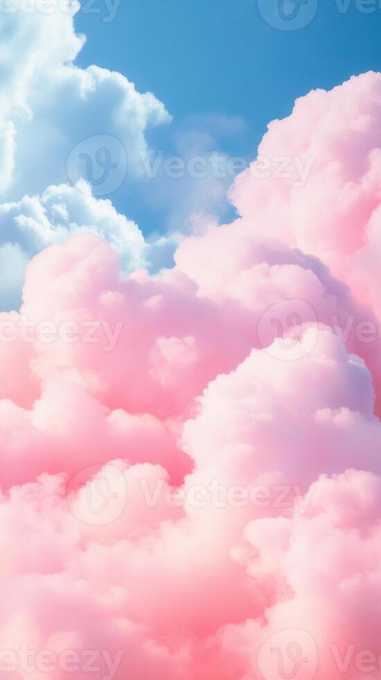 Beautiful pink and white clouds creating a dreamy atmosphere against a vibrant blue sky. Abstract background photo