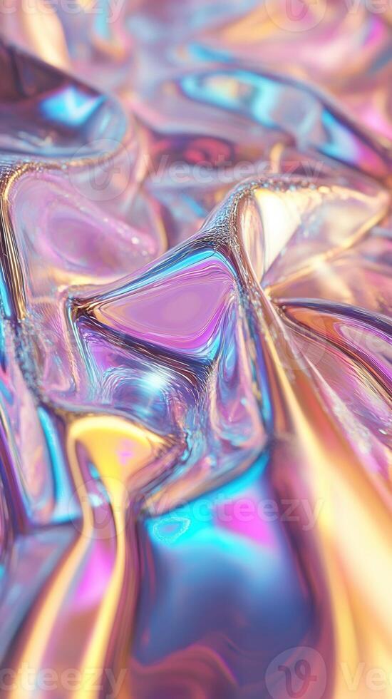 Holographic iridescent surface is creating a colorful abstract background with texture. Abstract background photo