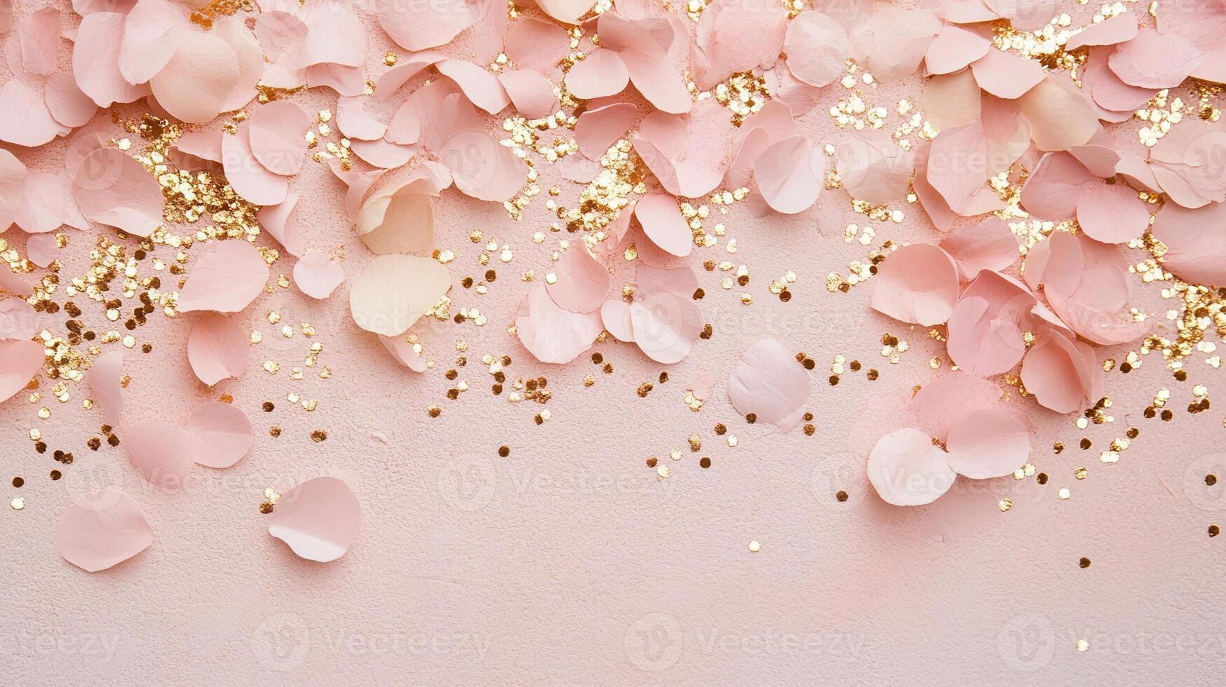 Rose pink gold, blush, and ivory confetti forming a celebratory background, perfect for party or festive design projects happiness banner photo