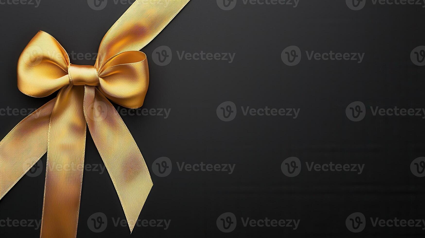 Golden decorative bow resting on styling background, symbolizing dark luxury, and sophisticated event celebration, photo