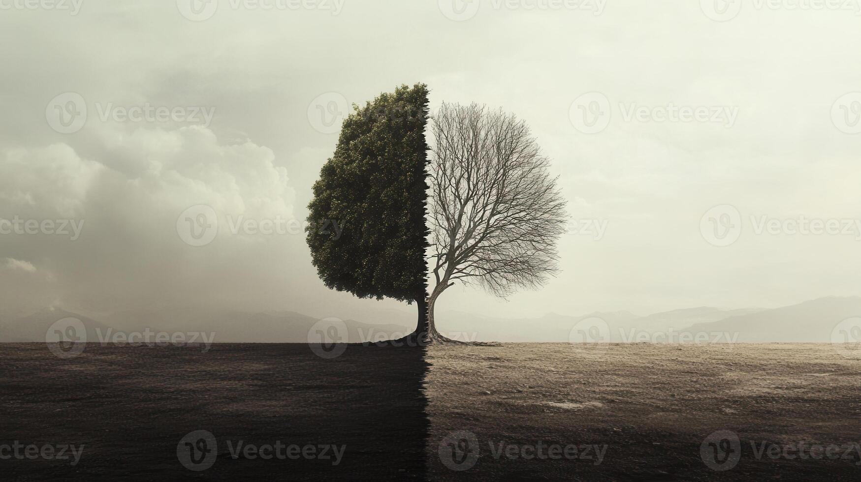 islands floating preserving adorned with trees symbolize the vital need for Two nature and maintaining healthy ecosystems photo