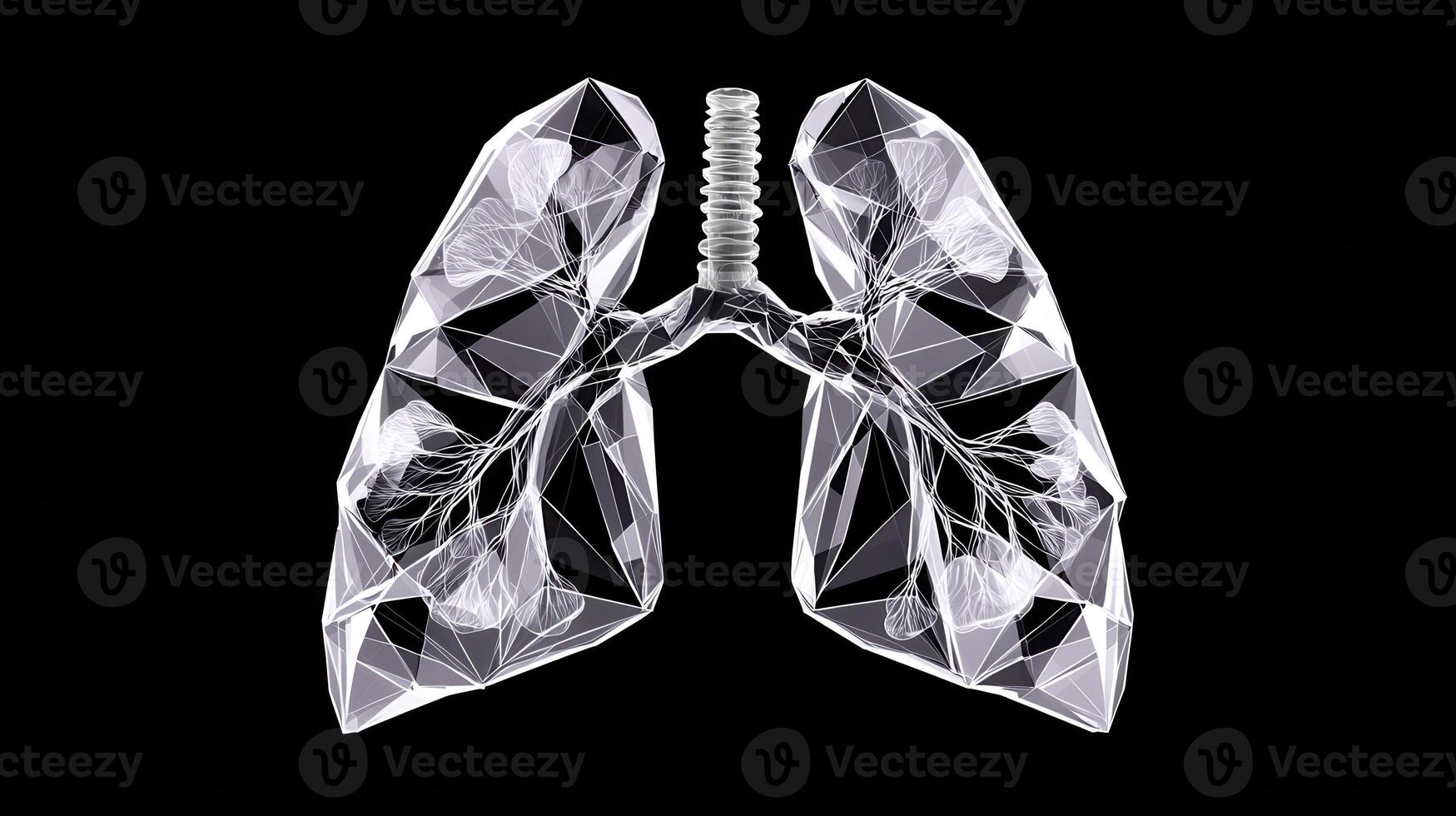 White wireframe lungs on respiratory black represent the background system and its importance in breathing and overall health photo