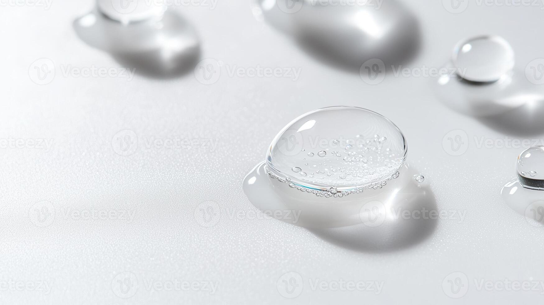 Transparent bubbles creating foam on a white background, perfect for backgrounds, textures and cosmetic projects photo