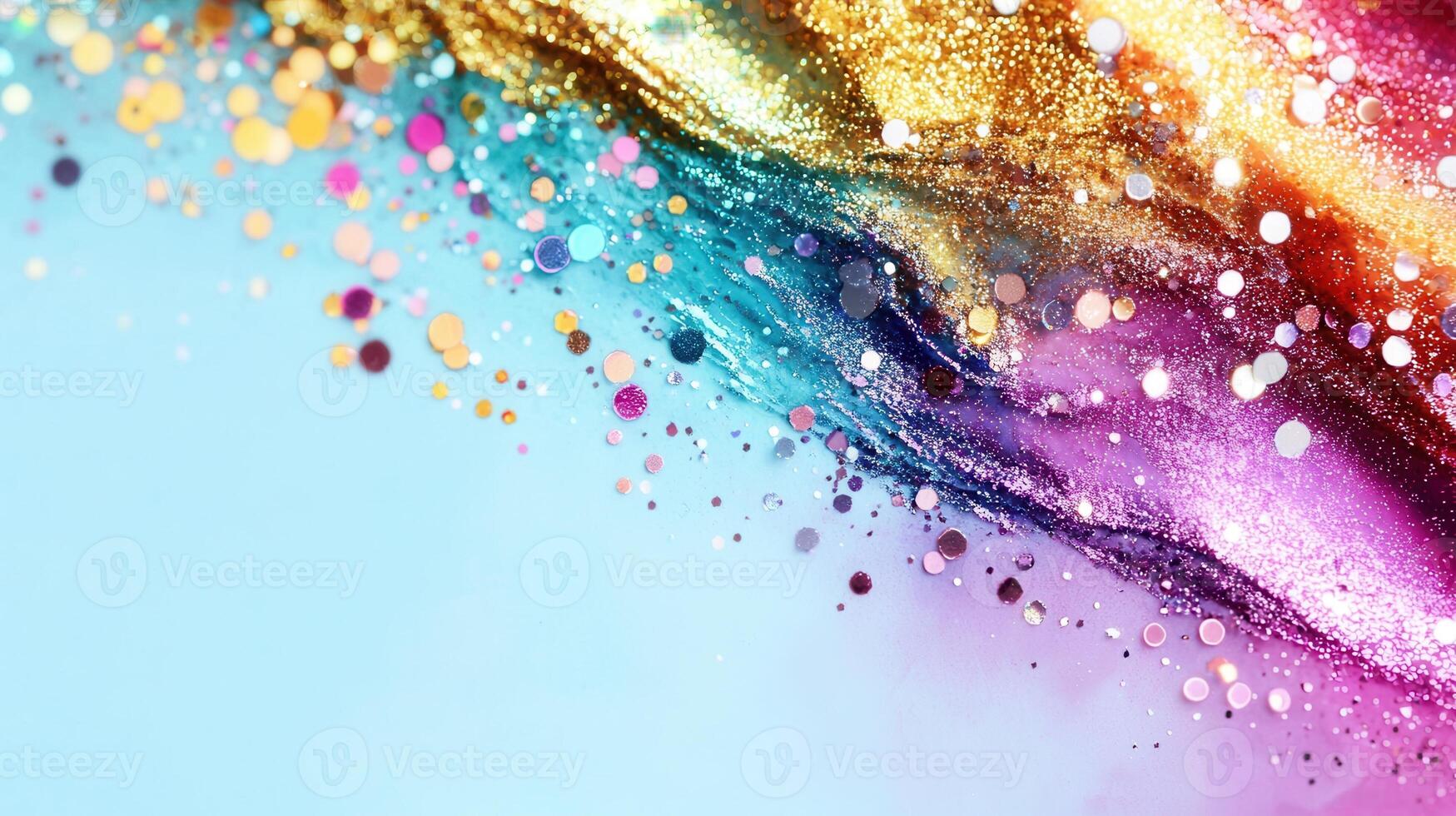 Colorful paint splatters and confetti bursting across abstract background, radiating energy and festive excitement photo