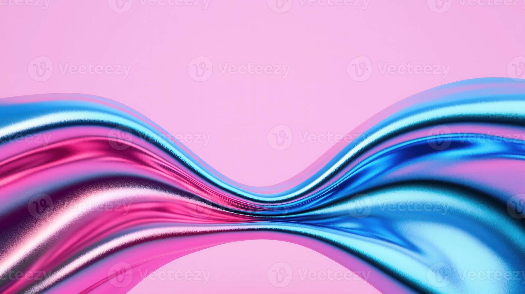 Metallic pink and blue waves curving, fluid, soft pastel backdrop with blending dynamic motion photo