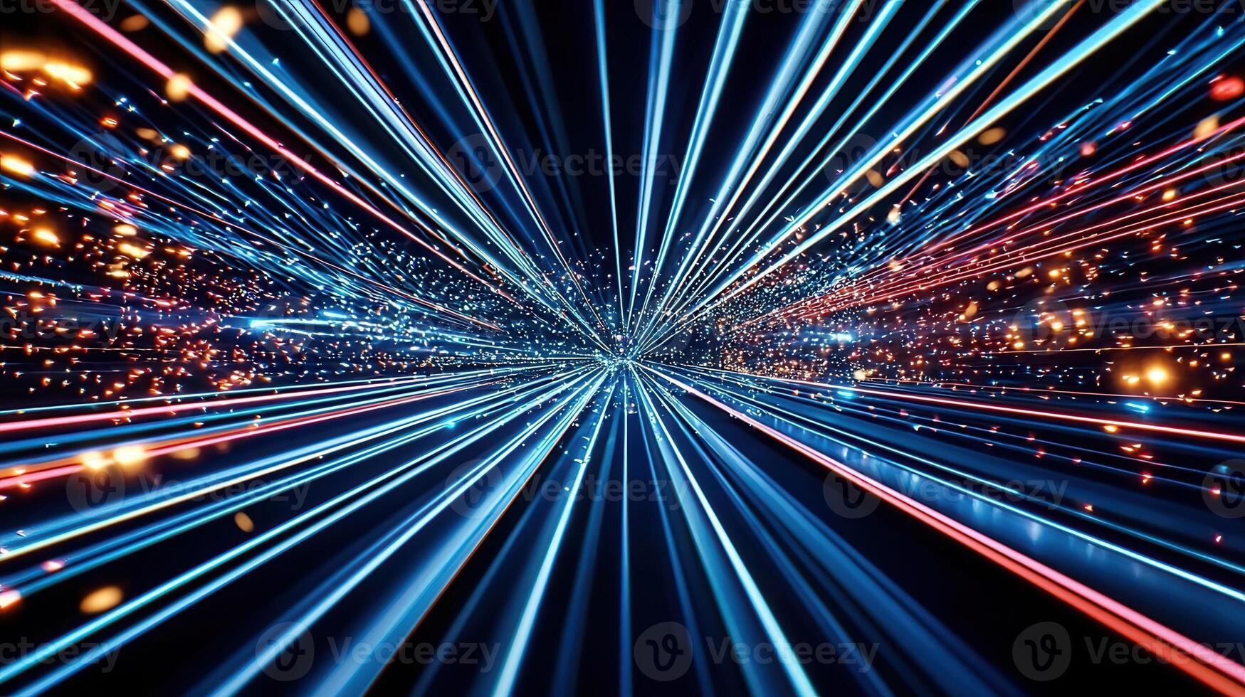 Pink and blue source, converge into a bright light motion, creating a sense of speed and lines enhanced by a bokeh effect photo