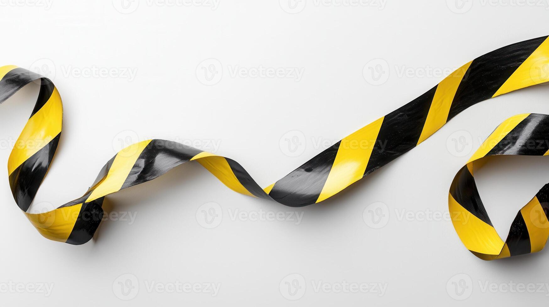 curving caution tape Yellow across white surface, signaling potential hazard or restricted area photo