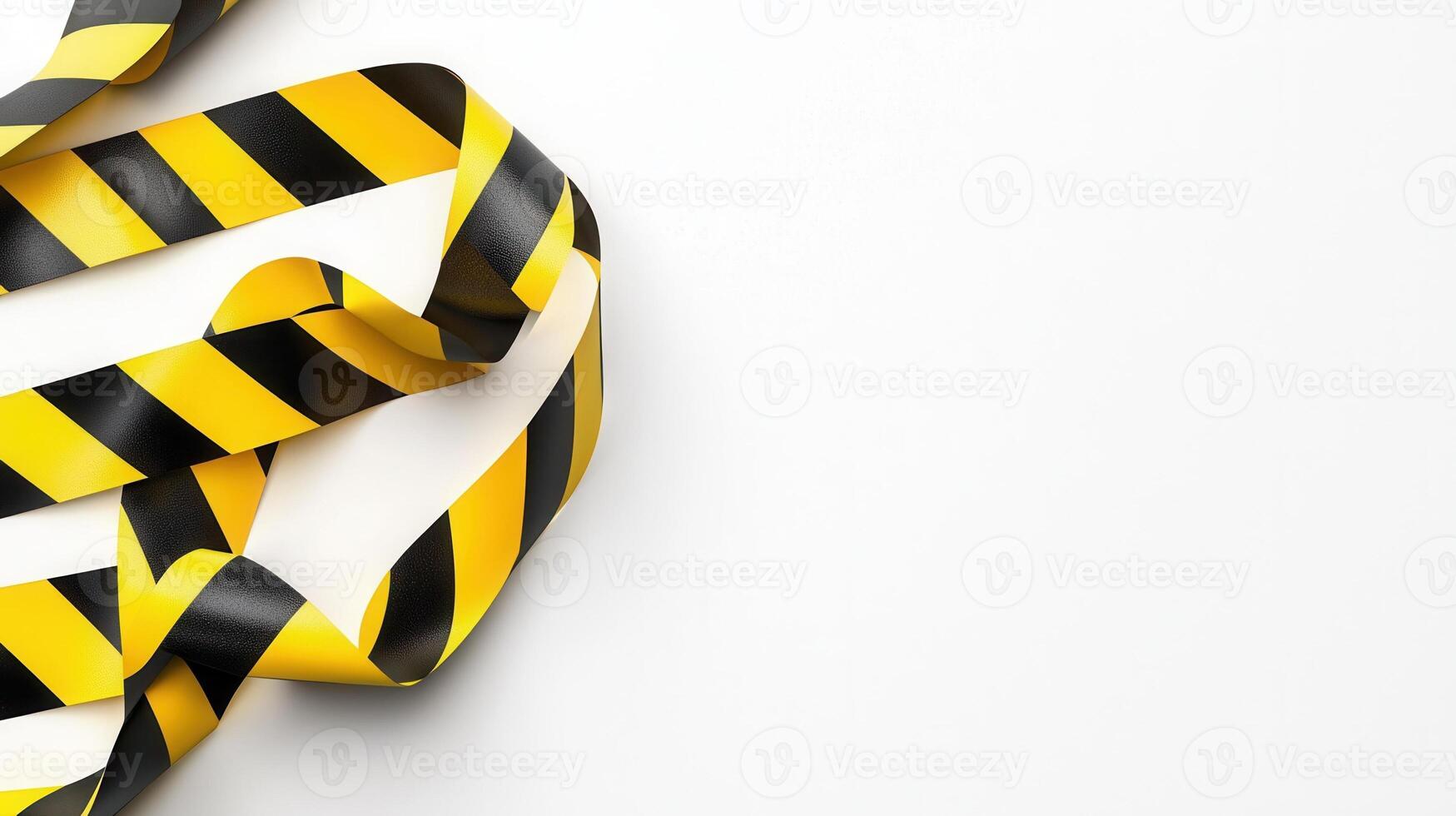 Yellow caution tape curving white across surface, signaling potential hazard or restricted area photo