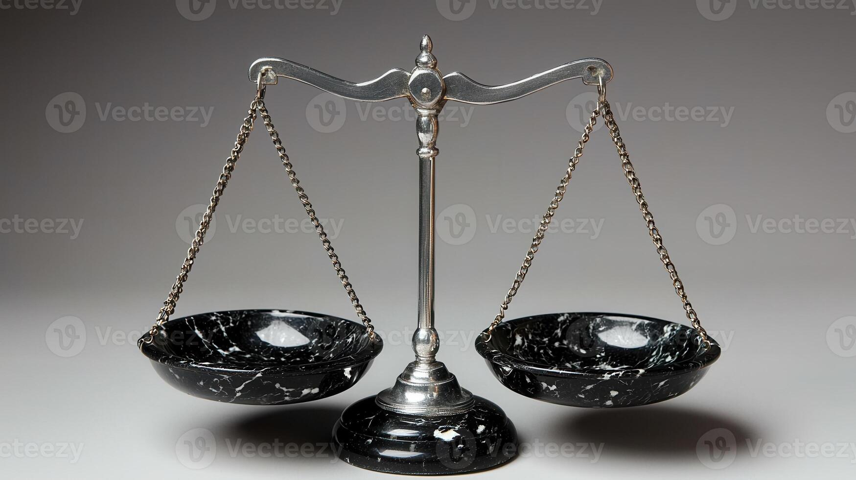 scales and balancing on a wooden base represent the concept of justice, law, Golden equality before a dark gray background photo