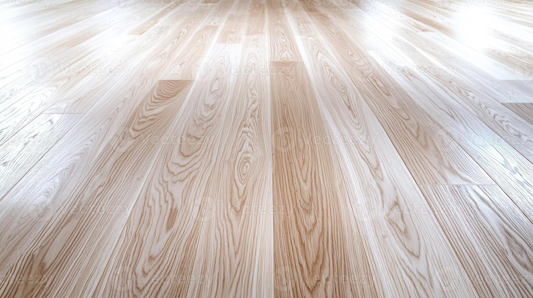Light colored wooden planks forming a sleek and polished floor, ideal for modern interior designs photo
