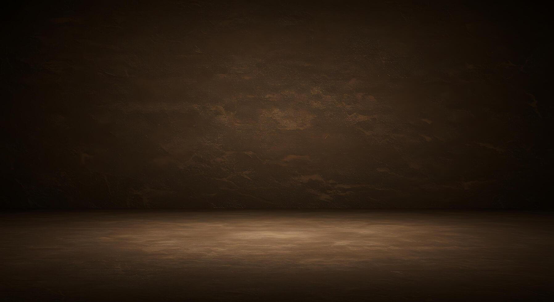 An empty room with a dark wall and a light photo