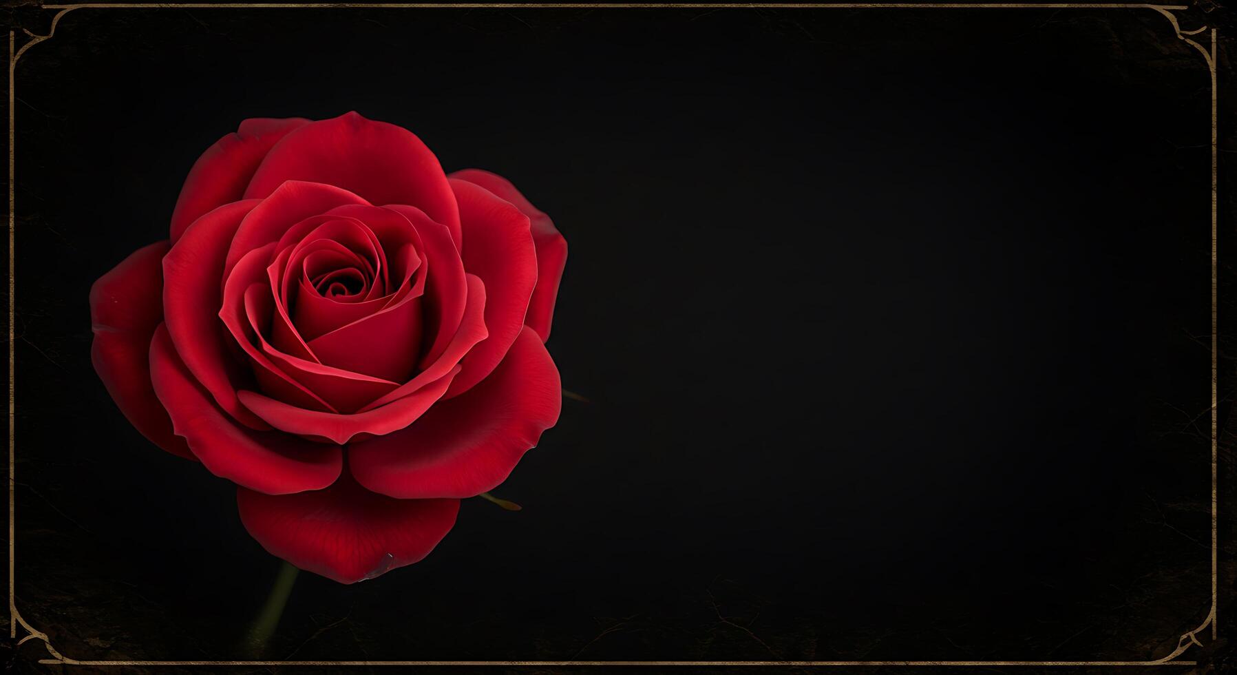 A red rose is shown in a frame on a black background photo