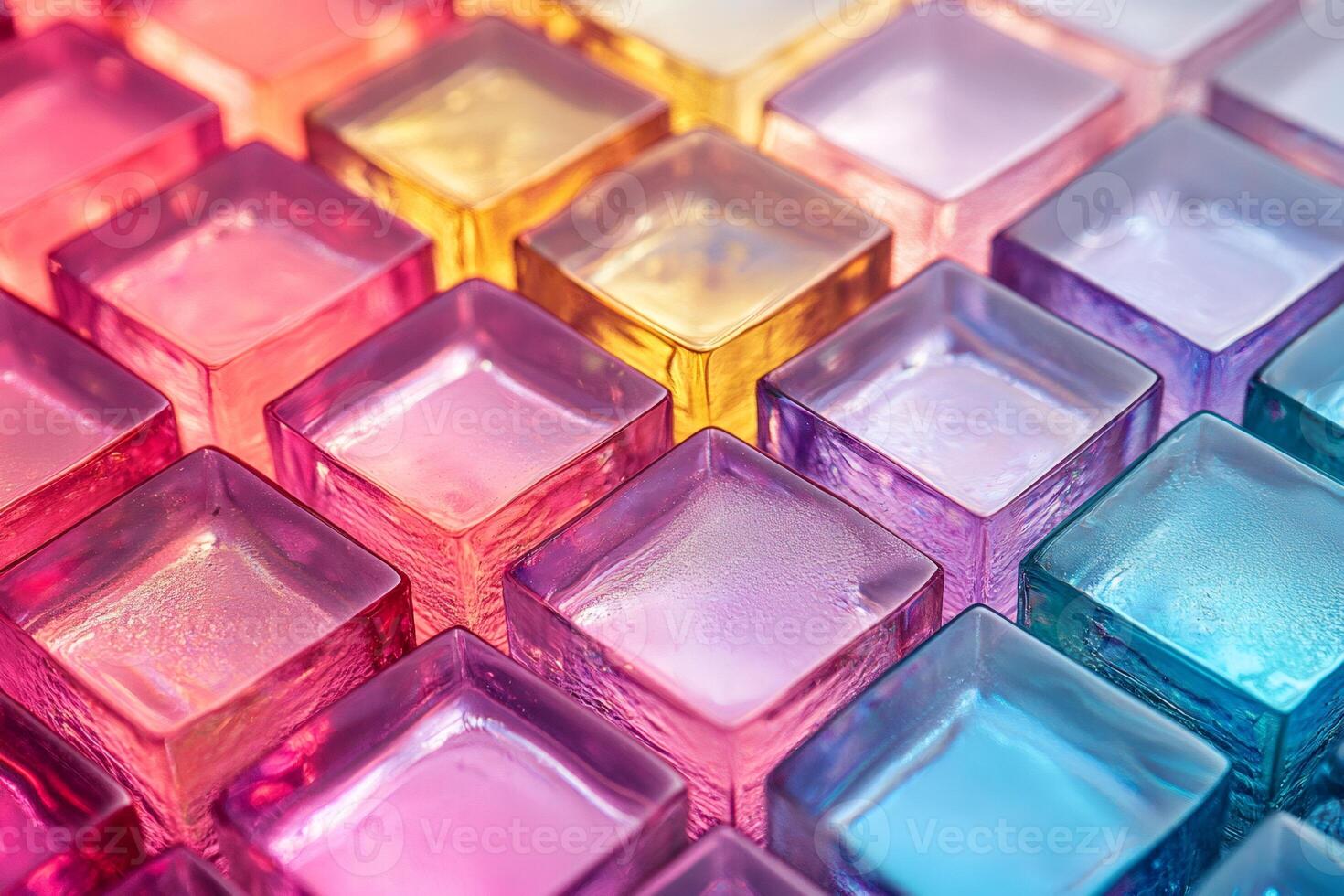Colorful glass cubes forming gradient pattern, abstract background photo