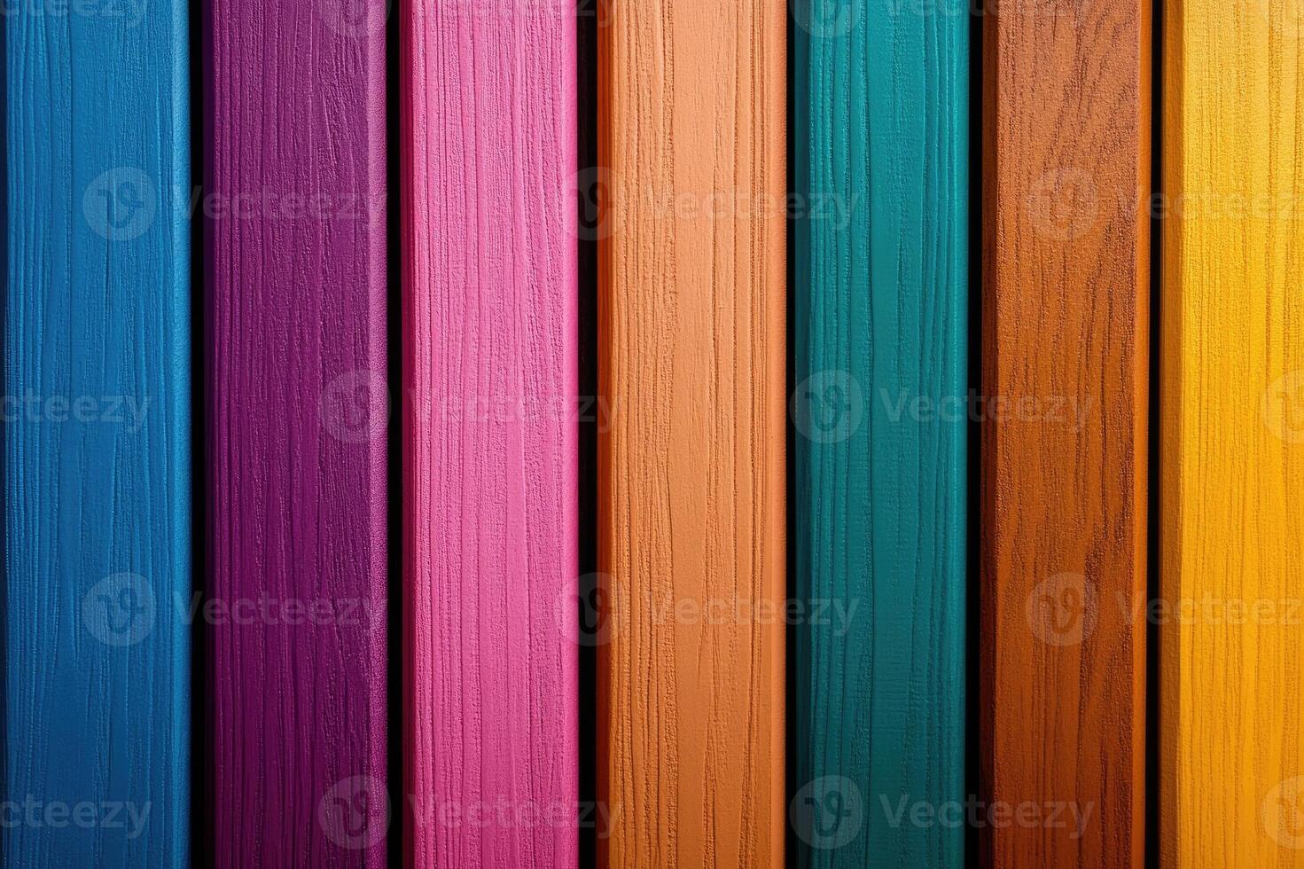 Colorful wooden planks creating vibrant vertical pattern background photo