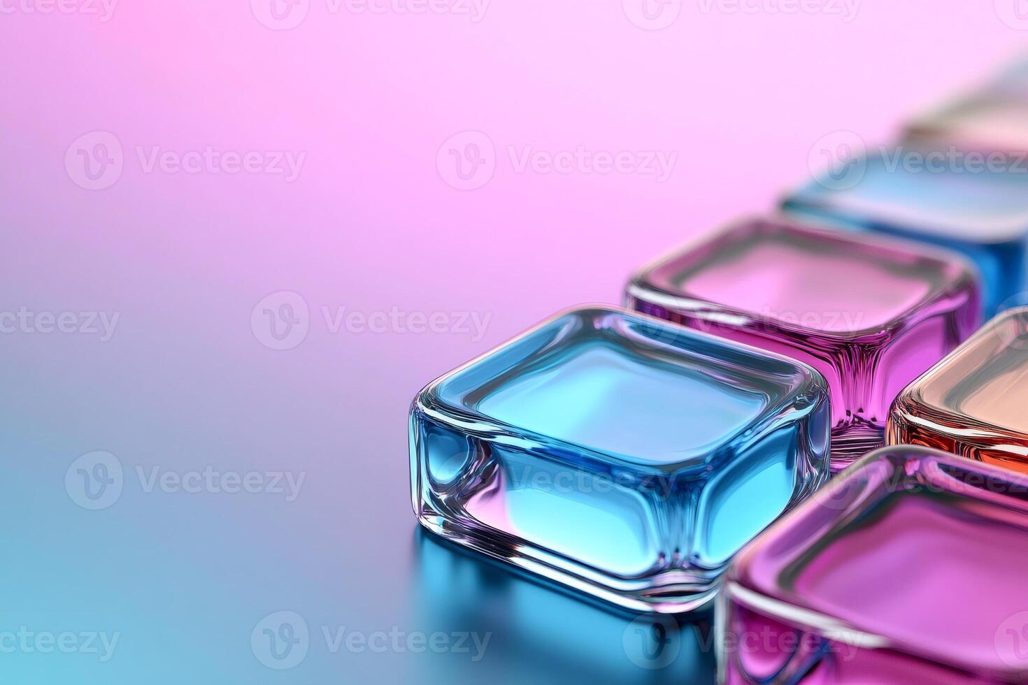 Colorful glass cubes creating a vibrant and modern composition on gradient background photo