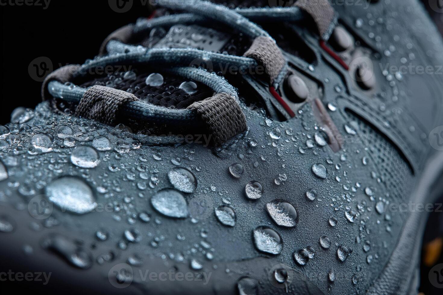 Waterproof hiking shoe with water droplets showing water resistance photo
