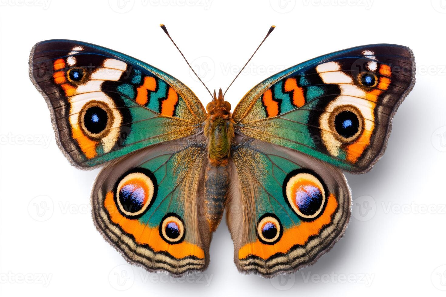 Colorful butterfly showing its beautiful wings on white background. photo
