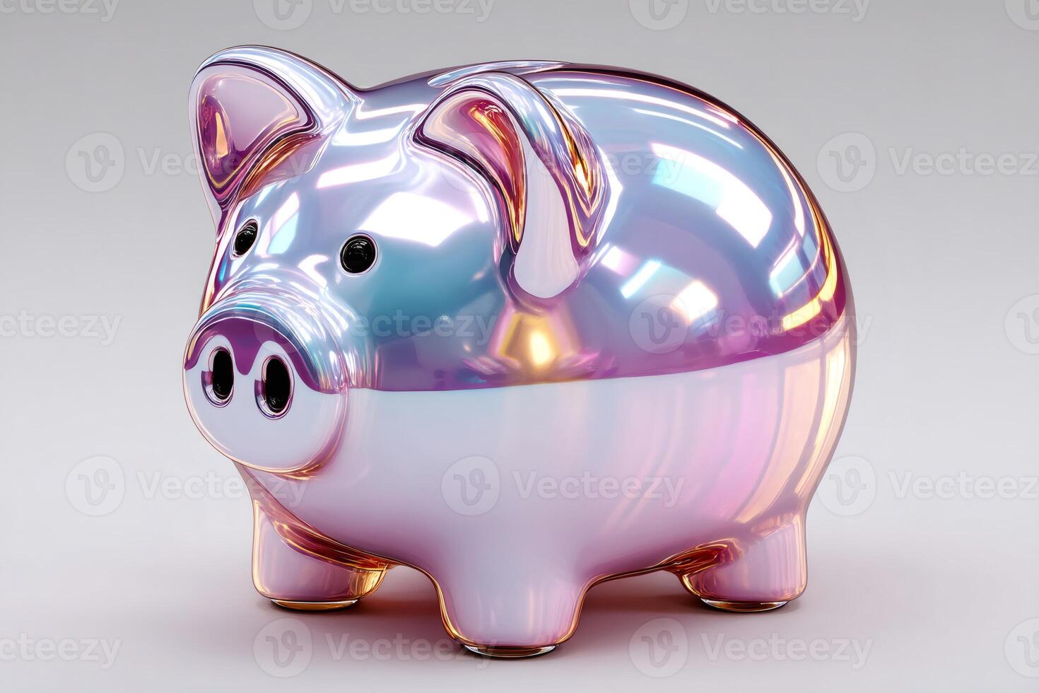 Iridescent piggy bank representing saving and investment photo