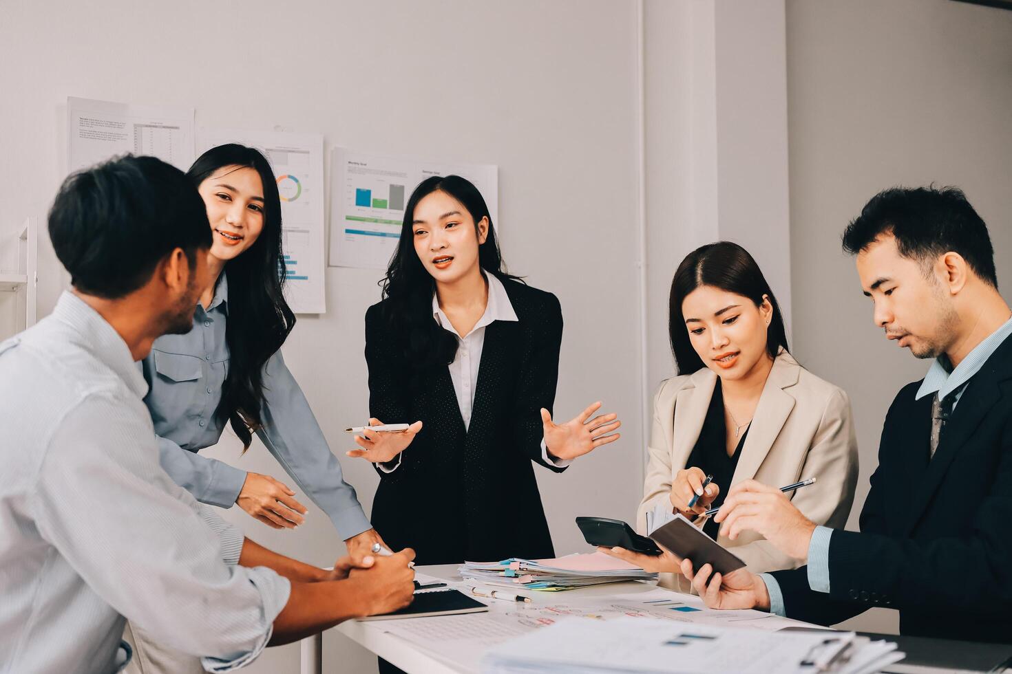 Business people having a discussion in an office photo