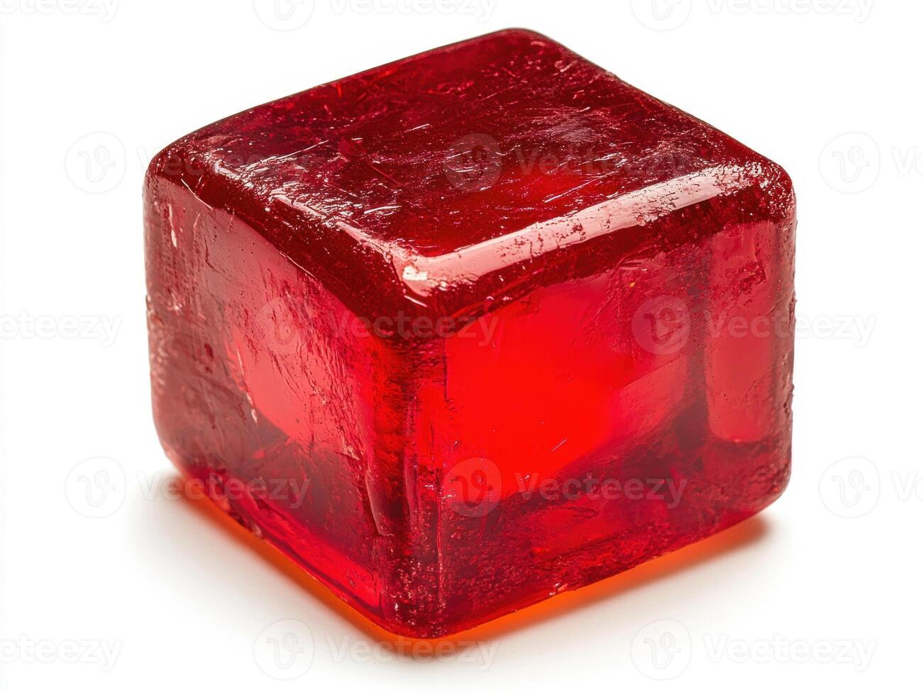 Red gelatin cube showcases bright color and unique texture photo