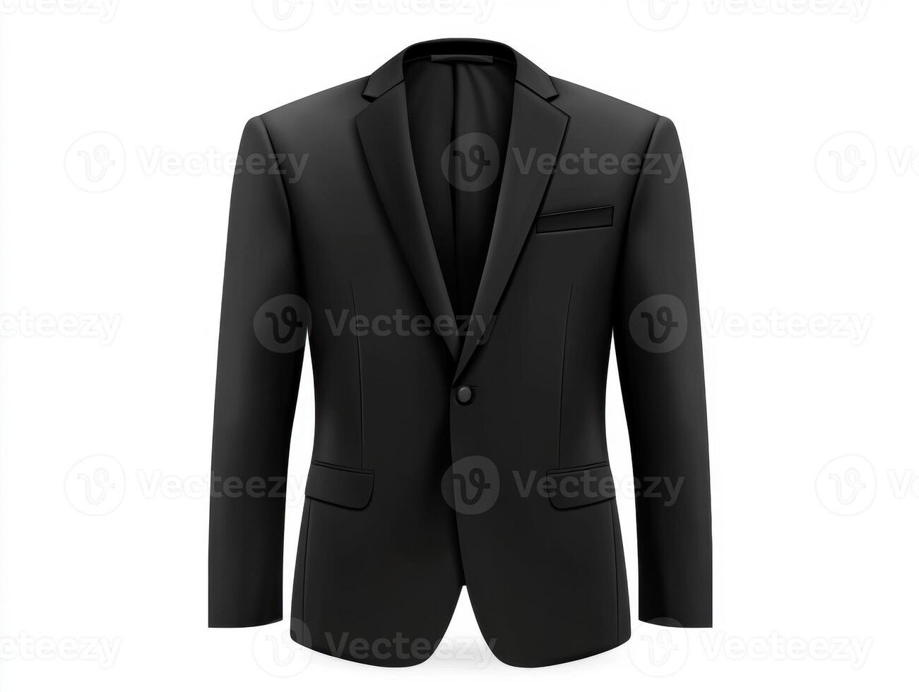 Black formal suit jacket displayed on a plain background photo