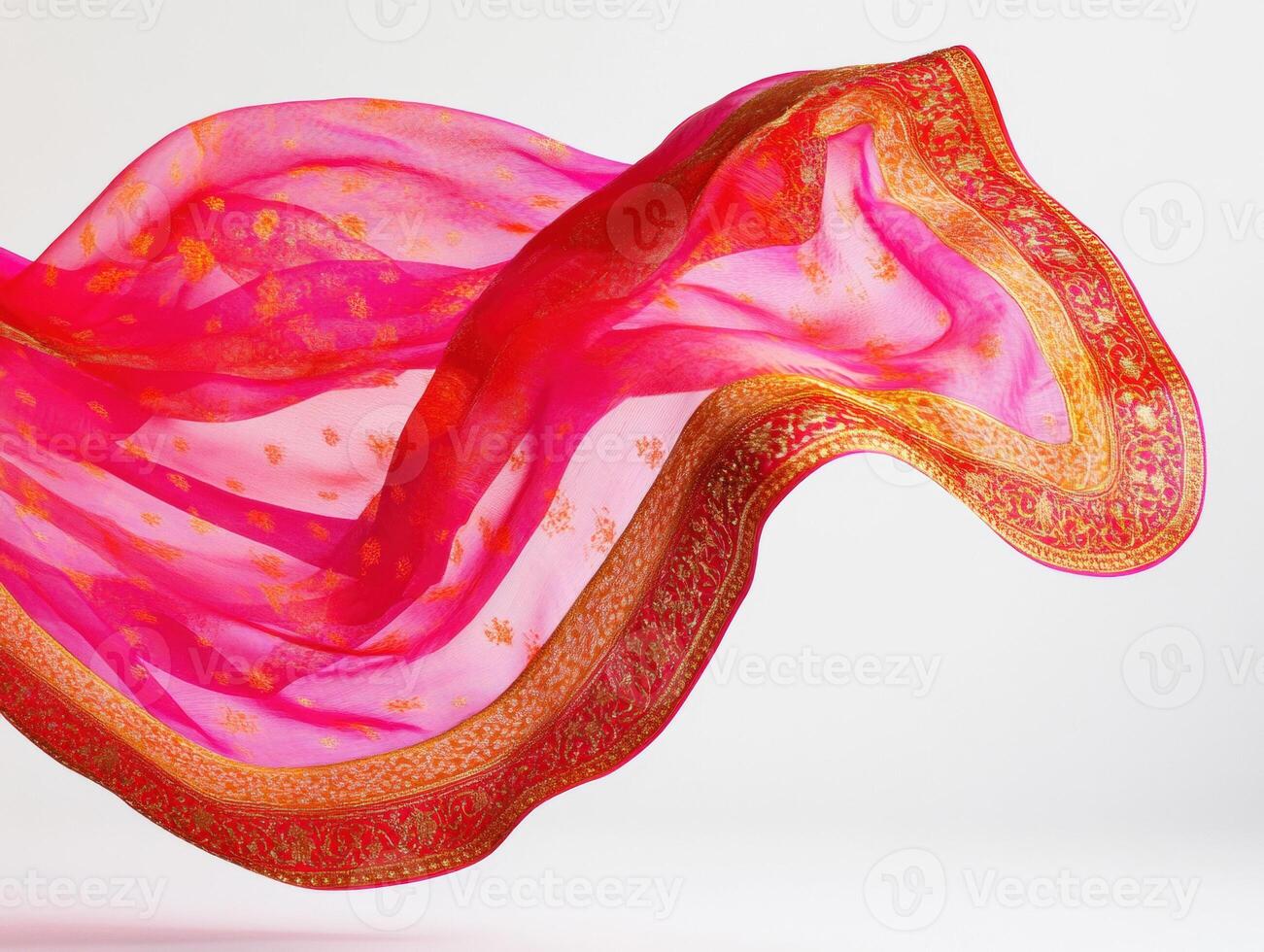 Elegant pink scarf flowing gracefully in bright lighting photo