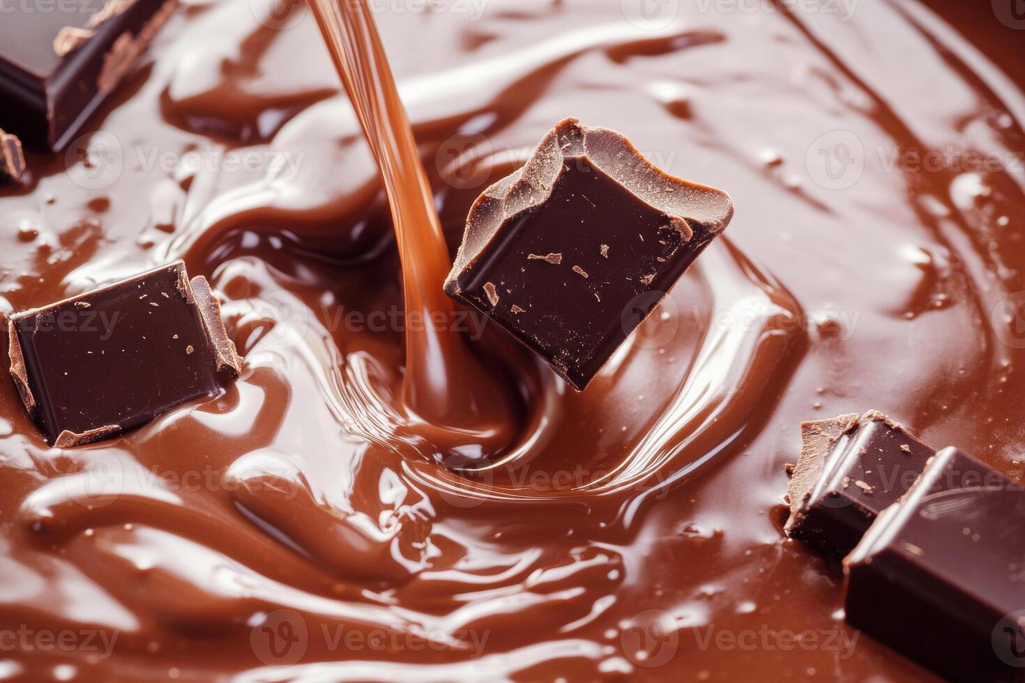 Rich chocolate poured into smooth melted mixture photo
