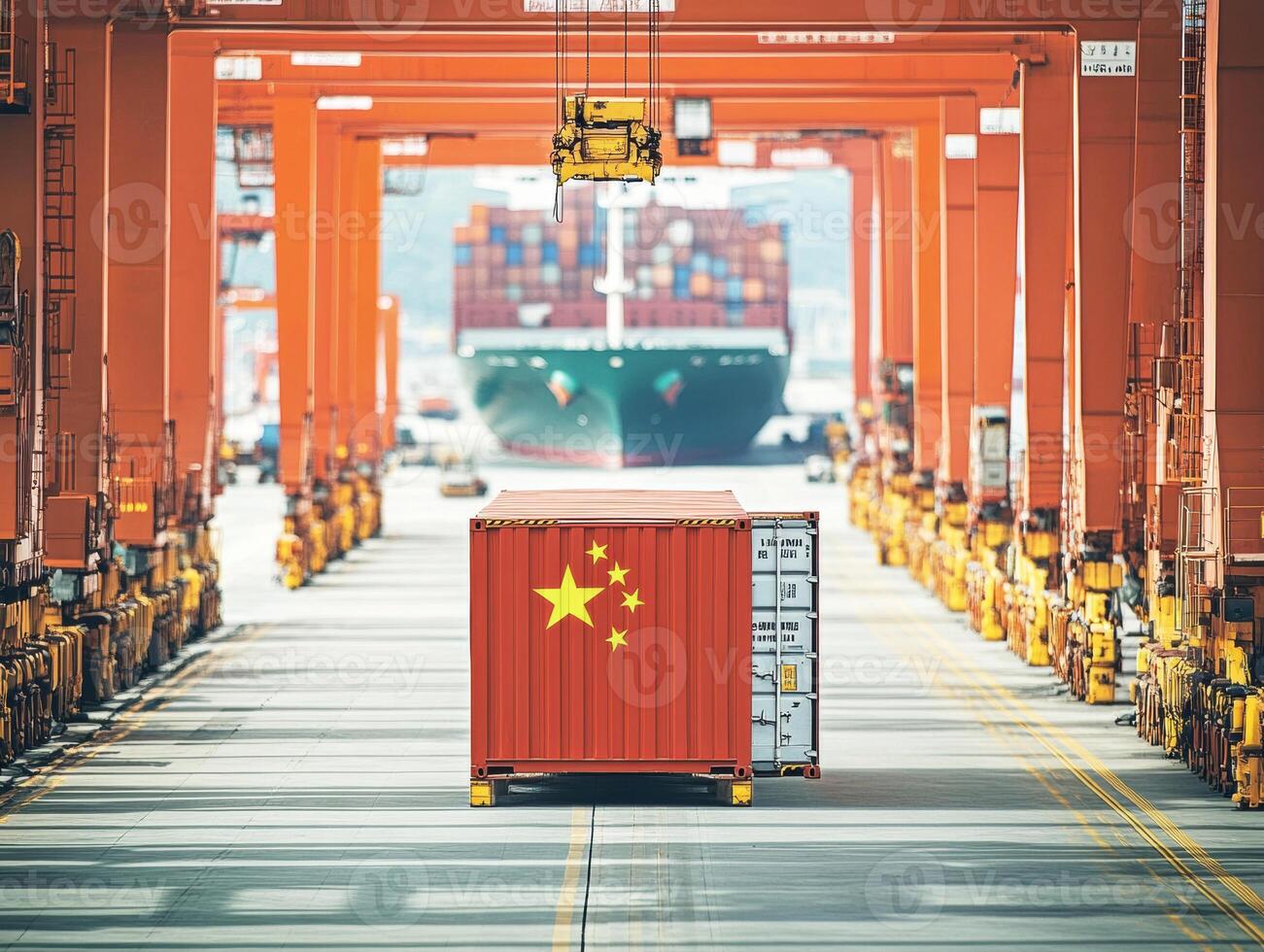 Container shipping operations at a bustling port in China photo