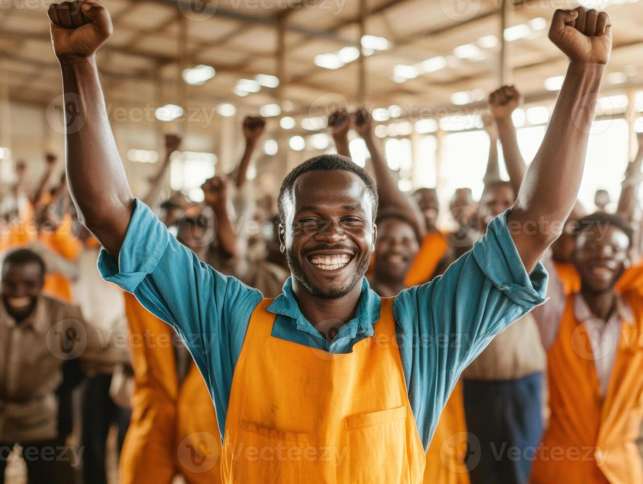Workers celebrate success in lively gathering at local workshop photo