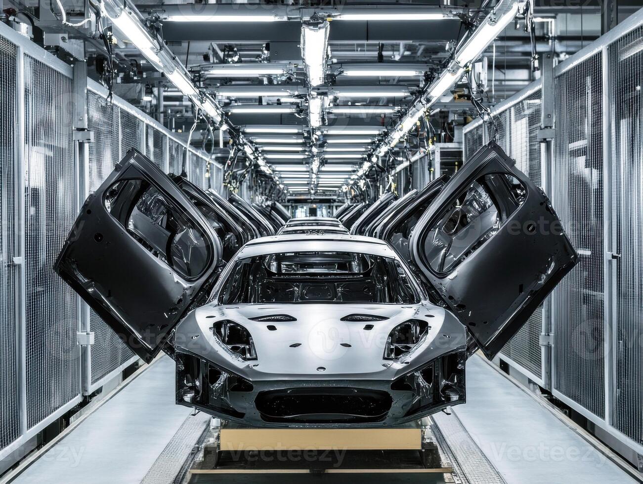 Automobile production line showcasing vehicles in assembly photo