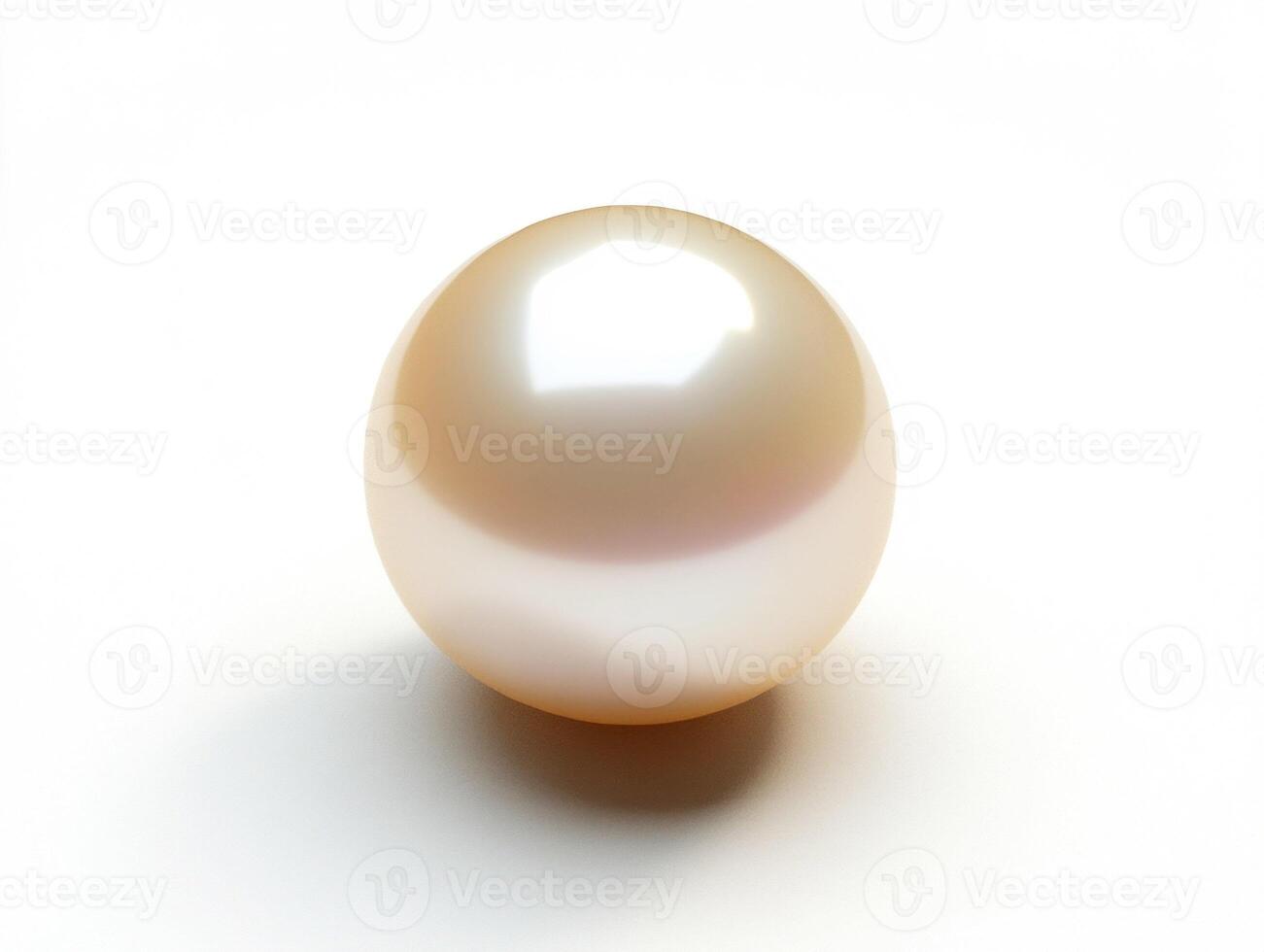 Delicate pearl resting on white surface with soft reflections photo
