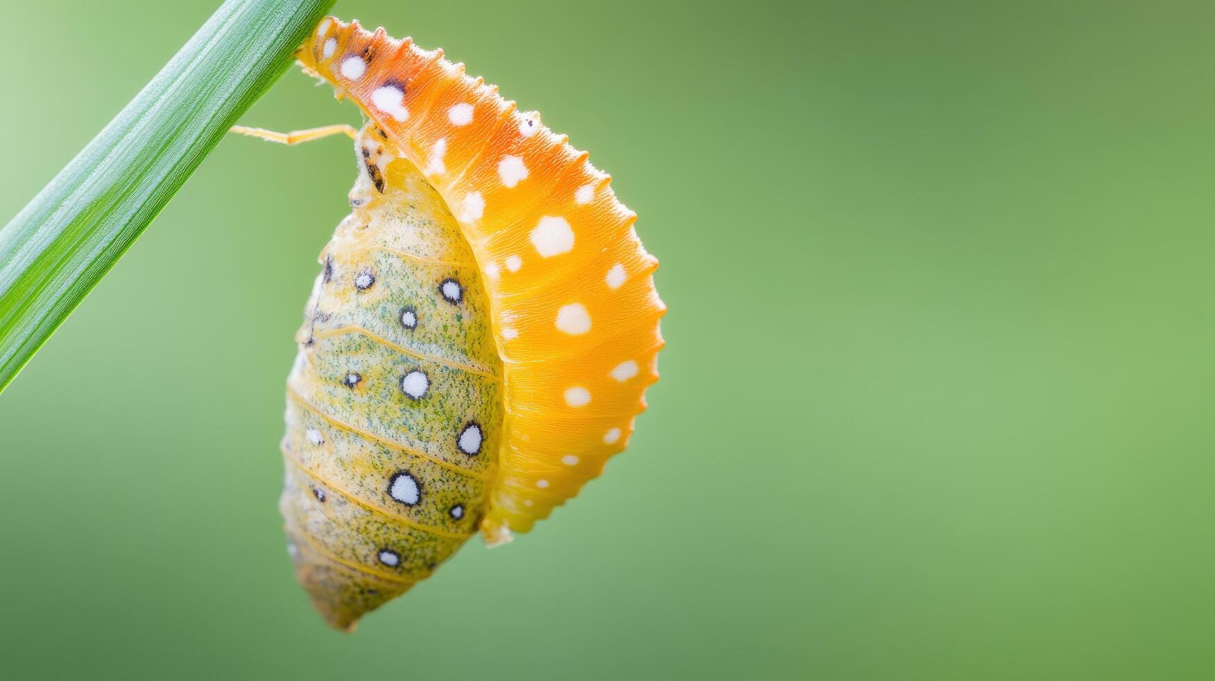 Close-up of a vibrant butterfly chrysalis. photo