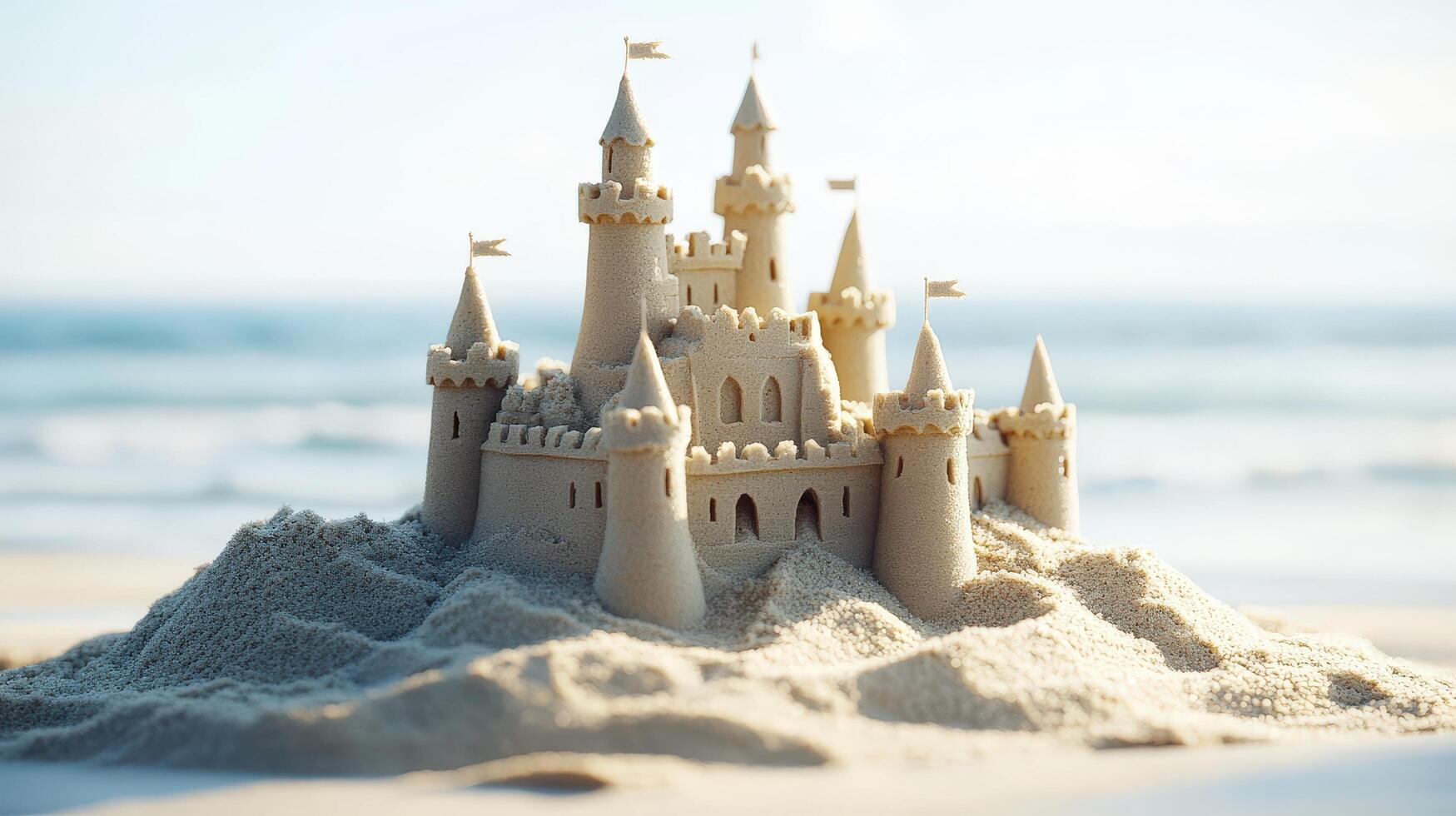 Scenic beach sandcastle on a sunny day. photo