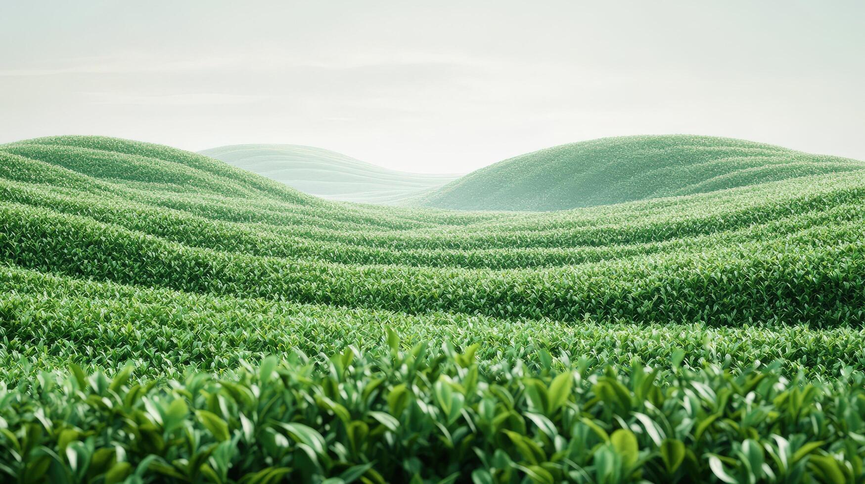 Lush, rolling hills of vibrant green foliage. photo