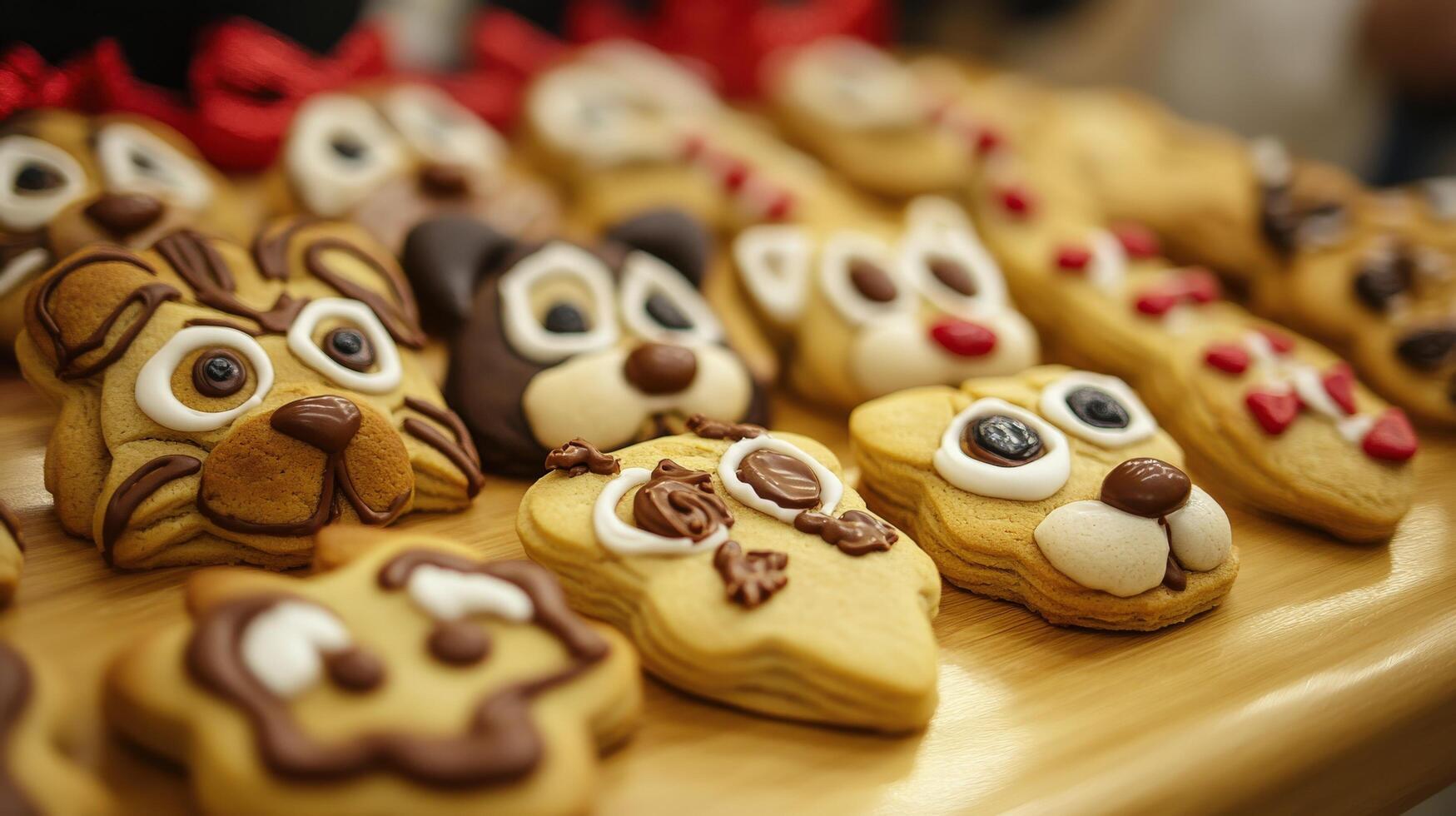 Close-up view of decorated animal-shaped cookies. photo