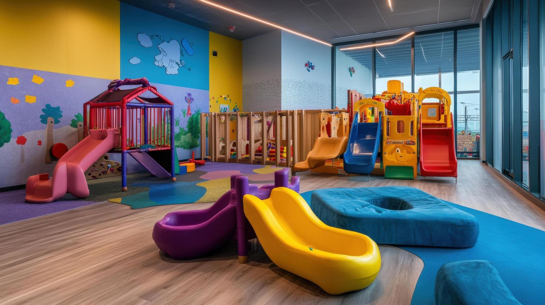 Colorful indoor play area for young children. photo