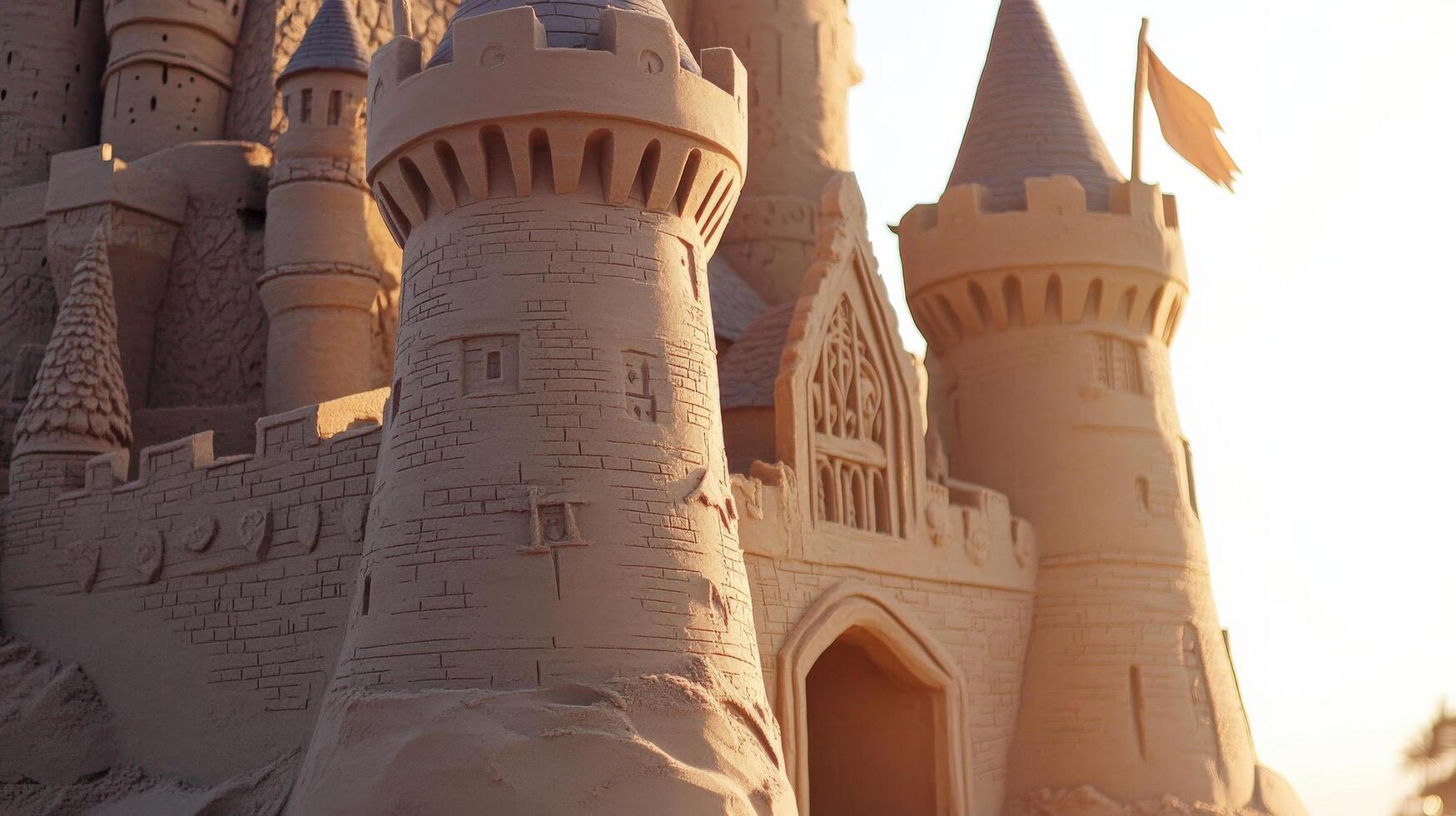 Detailed sandy castle structure, intricate design. photo