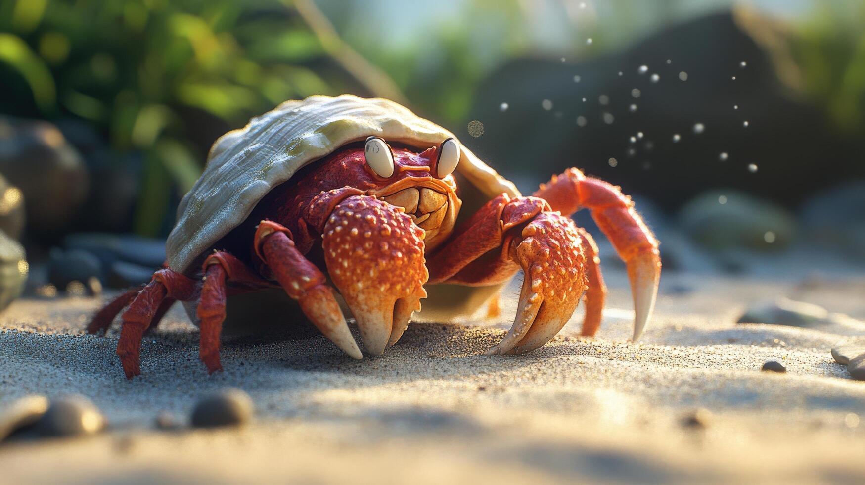 A detailed digital rendering of a hermit crab. photo