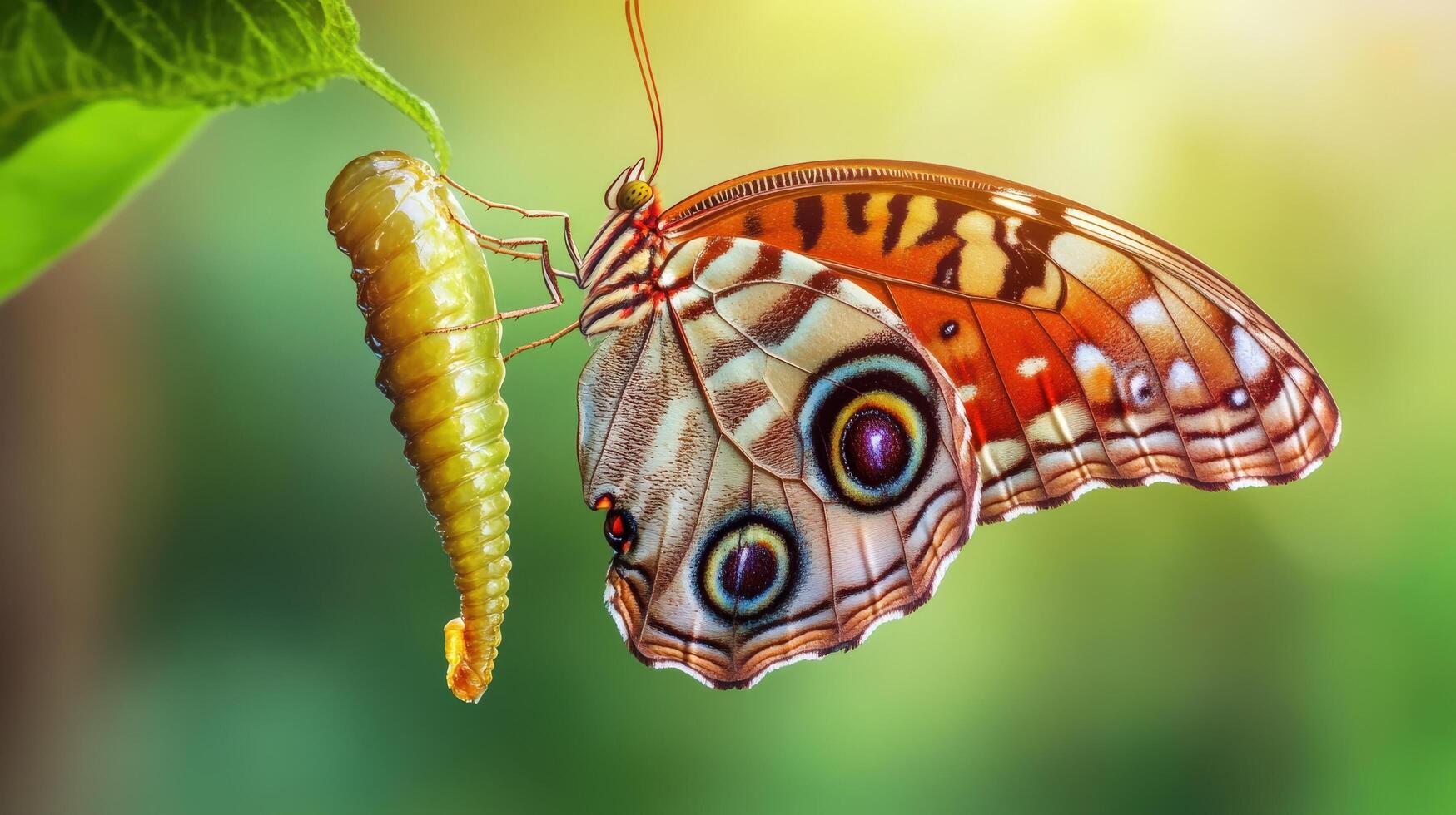 Close-up of a butterfly emerging from a chrysalis. photo