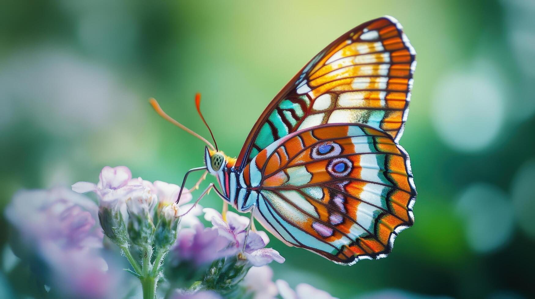 Vibrant butterfly perched delicately on a flower. photo