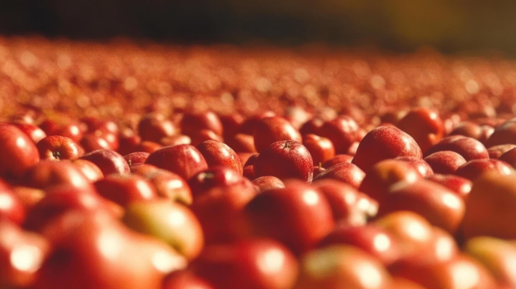 Close-up view of a large collection of red apples. photo