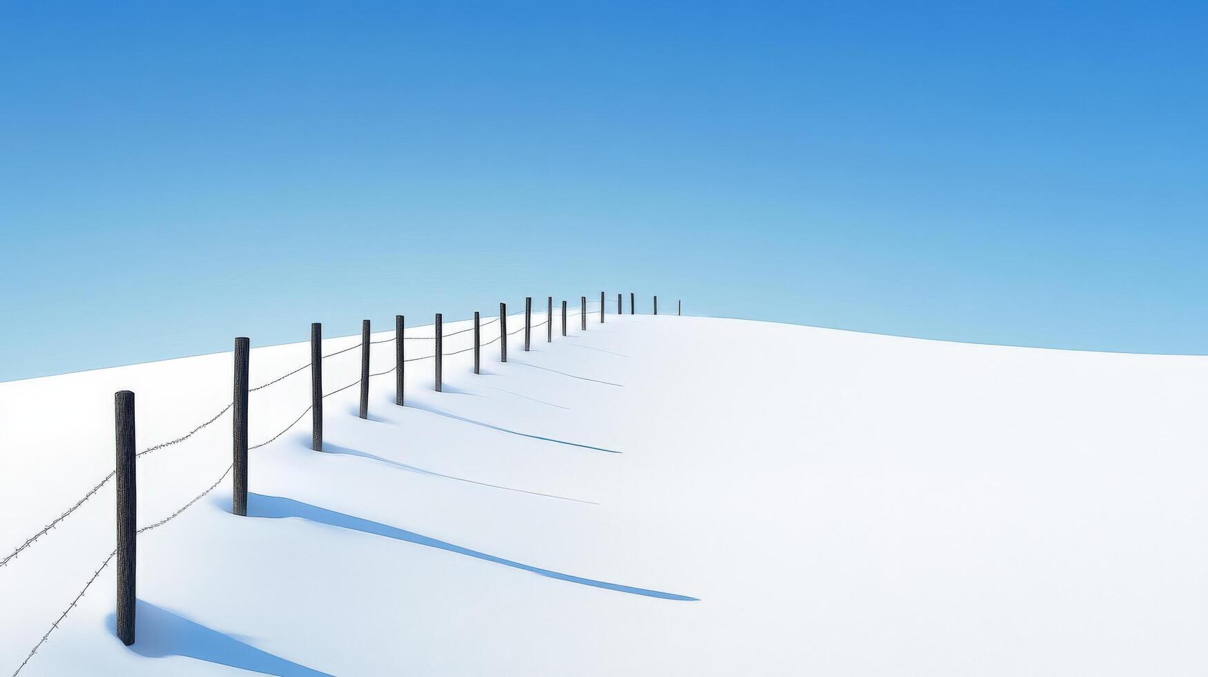 Simple winter landscape with a fence line. photo