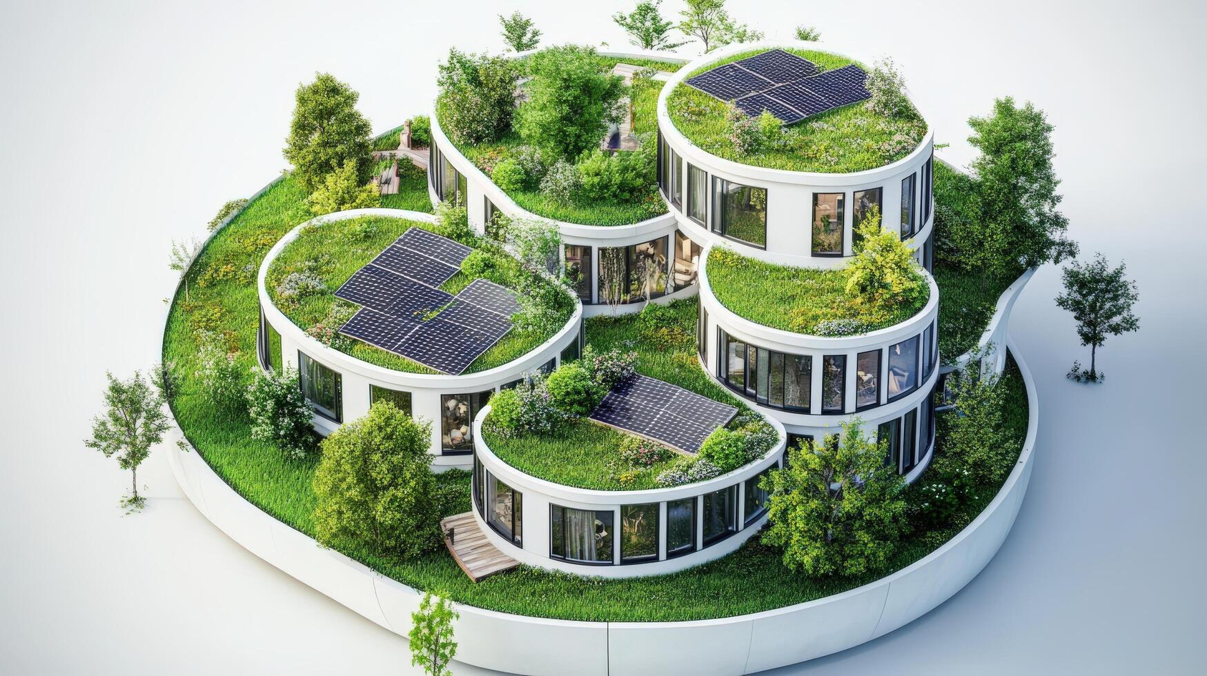 Sustainable architectural design of interconnected buildings. photo